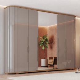 Guarda Roupa Casal 6 Portas Premium Avelã/Nature - Móveis Henn
