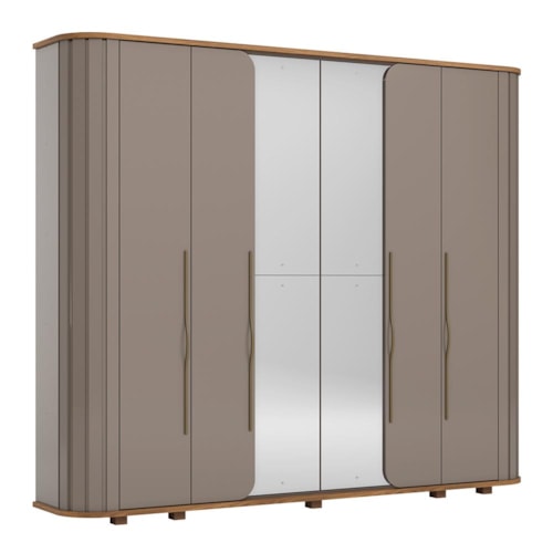 Guarda Roupa Casal 6 Portas Premium Avelã/Nature - Móveis Henn