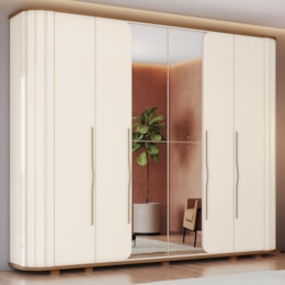 Guarda Roupa Casal 6 Portas Premium Off White/Nature - Móveis Henn 