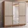 Guarda Roupa Casal Alasca 10 Portas Carvalho/Fendi com Espelho - Moval