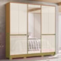 Guarda Roupa Casal Alasca 10 Portas Freijó/Off White com Espelho - Moval