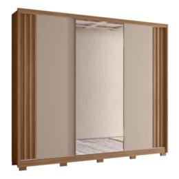 Guarda Roupa Casal Arizona 3 Portas Deslizantes Carvalho/Fendi com Espelho - Moval Guarda Roupa Casal Arizona 3 Portas Deslizantes Carvalho/Fendi com Espelho - Moval