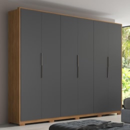 Guarda Roupa Casal Atrice 6 Portas Amêndola Touch/Grafito com Pés - Demartêz Guarda Roupa Casal Atrice 6 Portas Amêndola Touch/Grafito com Pés - Demartêz