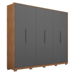 Guarda Roupa Casal Atrice 6 Portas Amêndola Touch/Grafito com Pés - Demartêz Guarda Roupa Casal Atrice 6 Portas Amêndola Touch/Grafito com Pés - Demartêz