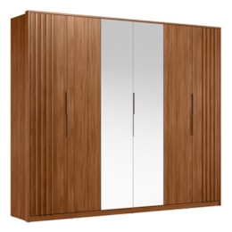 Guarda Roupa Casal Atrice Ripado 6 Portas Nogueira Touch com 2 Espelhos - Demartêz Guarda Roupa Casal Atrice Ripado 6 Portas Nogueira Touch com 2 Espelhos - Demartêz