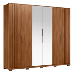 Guarda Roupa Casal Atrice Ripado 6 Portas Nogueira Touch com 2 Espelhos e Pés - Demartêz Guarda Roupa Casal Atrice Ripado 6 Portas Nogueira Touch com 2 Espelhos e Pés - Demartêz