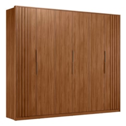 Guarda Roupa Casal Atrice Ripado 6 Portas Nogueira Touch - Demartêz Guarda Roupa Casal Atrice Ripado 6 Portas Nogueira Touch - Demartêz