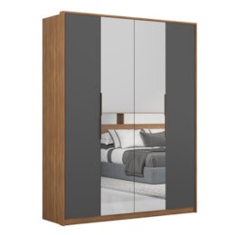 Guarda Roupa Casal Attore 4 Portas Amêndola/Grafito com 2 Espelhos - Demartêz Guarda Roupa Casal Attore 4 Portas Amêndola/Grafito com 2 Espelhos - Demartêz