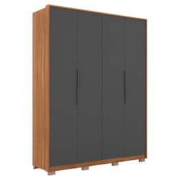 Guarda Roupa Casal Attore 4 Portas Amêndola/Grafito com Pés - Demartêz Guarda Roupa Casal Attore 4 Portas Amêndola/Grafito com Pés - Demartêz