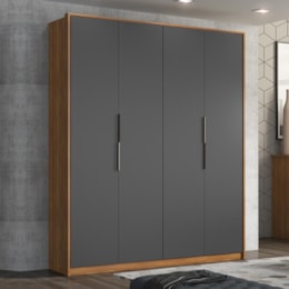 Guarda Roupa Casal Attore 4 Portas Amêndola/Grafito - Demartêz Guarda Roupa Casal Attore 4 Portas Amêndola/Grafito - Demartêz