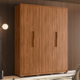 Guarda Roupa Casal Attore 4 Portas Nogueira com Pés - Demartêz Guarda Roupa Casal Attore 4 Portas Nogueira com Pés - Demartêz