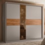 Guarda Roupa Casal Authentic 2 Portas Deslizantes Nogueira/Nude Prime TX com Vidro Reflecta - Demartêz