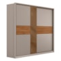 Guarda Roupa Casal Authentic 2 Portas Deslizantes Nogueira/Nude Prime TX com Vidro Reflecta - Demartêz