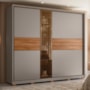 Guarda Roupa Casal Authentic 2 Portas Deslizantes Nogueira/Nude Prime TX com Vidro Reflecta e Pés - Demartêz 