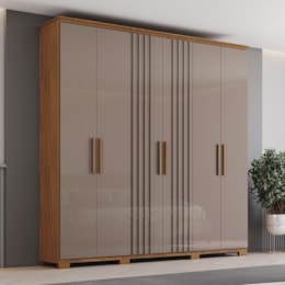 Guarda Roupa Casal Ávila 6 Portas 4 Gavetas Nature/Avelã - Móveis Henn