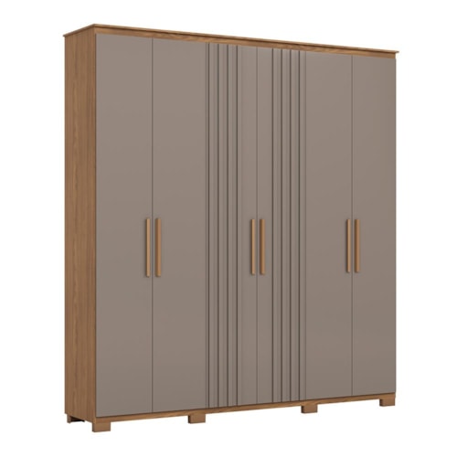 Guarda Roupa Casal Ávila 6 Portas 4 Gavetas Nature/Avelã - Móveis Henn