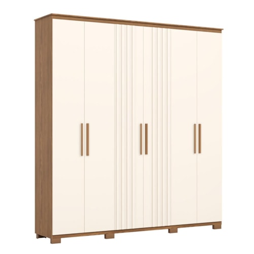Guarda Roupa Casal Ávila 6 Portas 4 Gavetas Nature/Off White - Móveis Henn