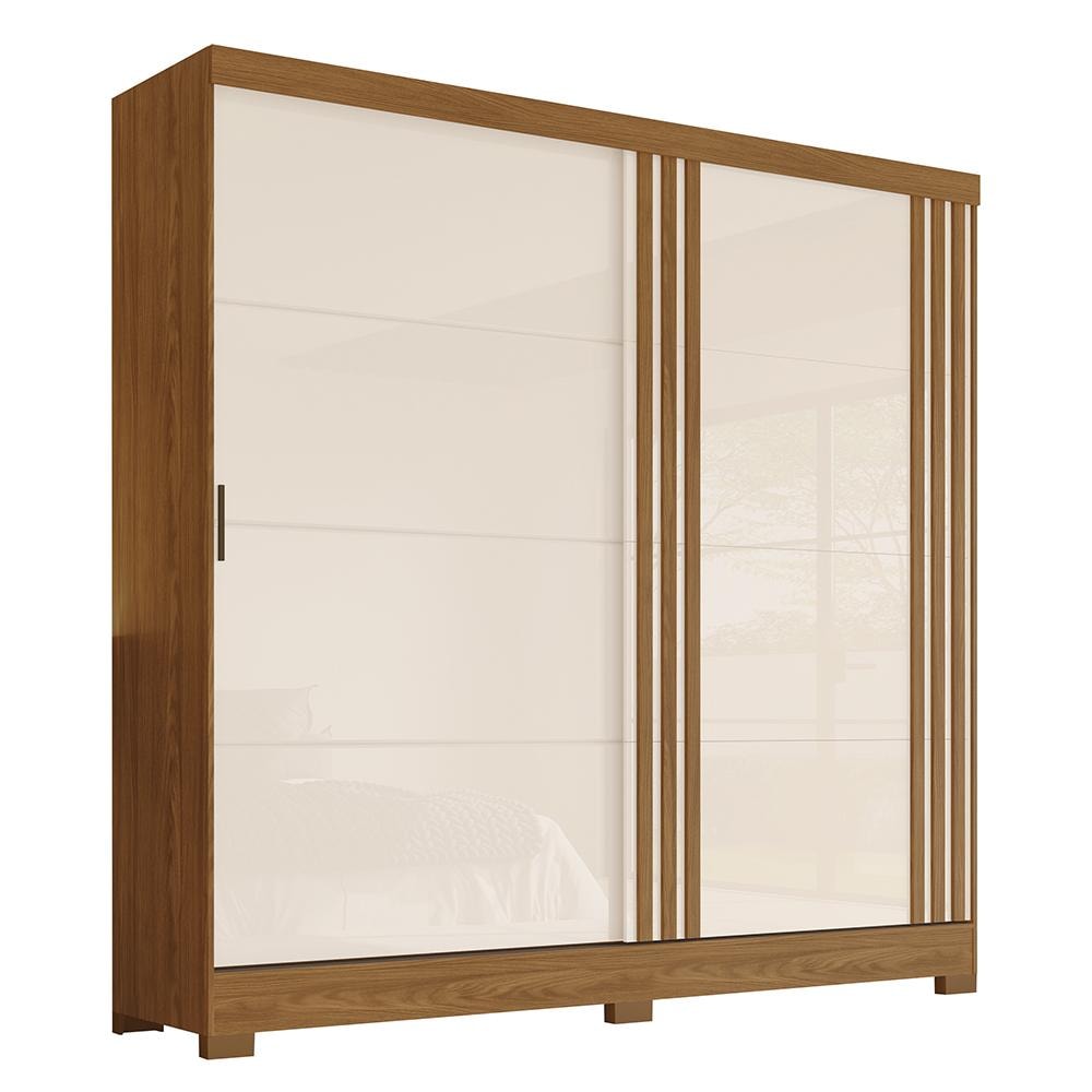 Guarda Roupa Casal B352 Ripado 2 Portas Deslizantes Nature/Off