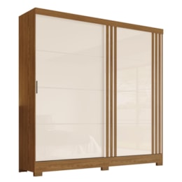 Guarda Roupa Casal B352 Ripado 2 Portas Deslizantes Nature/Off White - Móveis Briz  Guarda Roupa Casal B352 Ripado 2 Portas Deslizantes Nature/Off White - Móveis Briz
