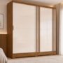 Guarda Roupa Casal B352 Ripado 2 Portas Deslizantes Nature/Off White - Móveis Briz 