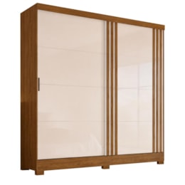 Guarda Roupa Casal B352 Ripado 2 Portas Deslizantes Nature/Off White - Móveis Briz 