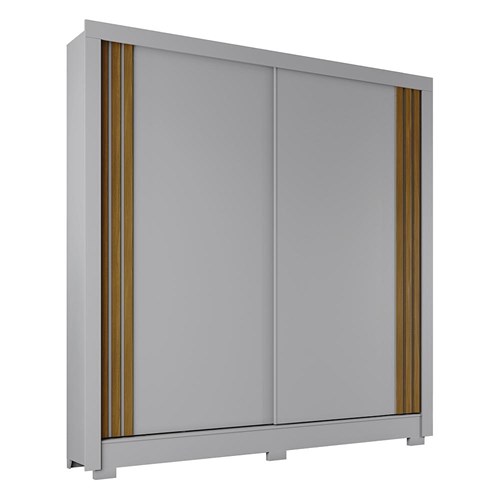 Guarda-roupa B361 2 Portas Deslizantes Com Espelho Briz - Flex Nature/Off  White/Cinza