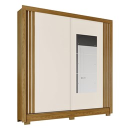 Guarda-roupa Casal com espelho 2 Portas Deslizantes Briz B352 - Nature/Off  White