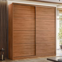 Guarda Roupa Casal Belga 2 Portas Deslizantes Flex Nogueira - Demartêz Guarda Roupa Casal Belga 2 Portas Deslizantes Flex Nogueira - Demartêz
