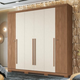 Guarda Roupa Casal Buriti Ripado 6 Portas Jatobá/Areia com Pés - Santos Andirá Guarda Roupa Casal Buriti Ripado 6 Portas Jatobá/Areia com Pés - Santos Andirá