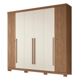 Guarda Roupa Casal Buriti Ripado 6 Portas Jatobá/Areia com Pés - Santos Andirá Guarda Roupa Casal Buriti Ripado 6 Portas Jatobá/Areia com Pés - Santos Andirá