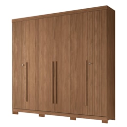 Guarda Roupa Casal Buriti Ripado 6 Portas Jatobá com Pés - Santos Andirá Guarda Roupa Casal Buriti Ripado 6 Portas Jatobá com Pés - Santos Andirá