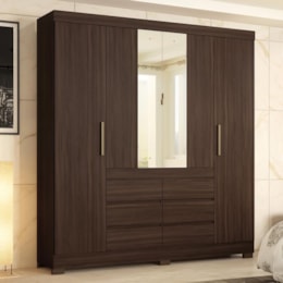 Guarda Roupa Casal Cádis 4 Portas Café Touch com Espelho - Demóbile Guarda Roupa Casal Cádis 4 Portas Café Touch com Espelho - Demóbile