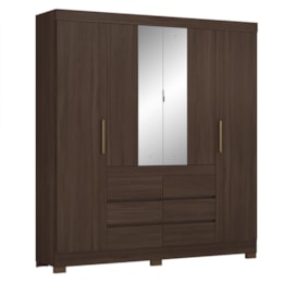 Guarda Roupa Casal Cádis 4 Portas Café Touch com Espelho - Demóbile Guarda Roupa Casal Cádis 4 Portas Café Touch com Espelho - Demóbile