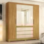 Guarda Roupa Casal Cádis 4 Portas Cinamon Touch/Off White com Espelho - Demóbile