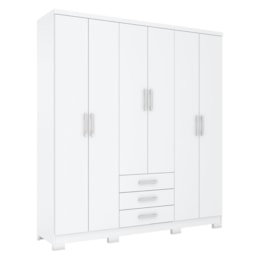 Guarda Roupa Casal Caju 6 Portas e 3 Gavetas Branco - Móveis Henn Guarda Roupa Casal Caju 6 Portas e 3 Gavetas Branco - Móveis Henn