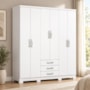 Guarda Roupa Casal Caju 6 Portas e 3 Gavetas Branco - Móveis Henn