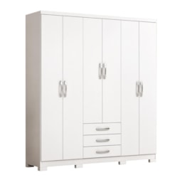 Guarda Roupa Casal Caju 6 Portas e 3 Gavetas Branco - Móveis Henn