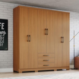 Guarda Roupa Casal Caju 6 Portas e 3 Gavetas Cinamomo - Móveis Henn