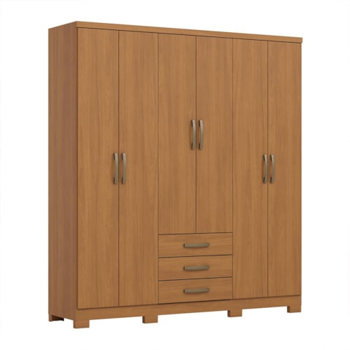 Guarda Roupa Casal Caju 6 Portas e 3 Gavetas Cinamomo - Móveis Henn
