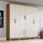 Guarda Roupa Casal Caju 6 Portas e 3 Gavetas Cinamomo/Off White - Móveis Henn