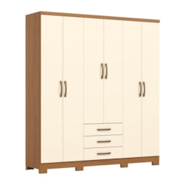 Guarda Roupa Casal Caju 6 Portas e 3 Gavetas Cinamomo/Off White - Móveis Henn