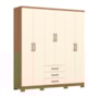 Guarda Roupa Casal Caju 6 Portas e 3 Gavetas Cinamomo/Off White - Móveis Henn