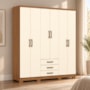Guarda Roupa Casal Caju 6 Portas e 3 Gavetas Cinamomo/Off White - Móveis Henn