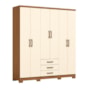 Guarda Roupa Casal Caju 6 Portas e 3 Gavetas Cinamomo/Off White - Móveis Henn
