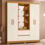Guarda Roupa Casal Capelinha Olímpia 4 Portas e 2 Gavetas com Espelho Cinamomo/Off White - Móveis Albatroz