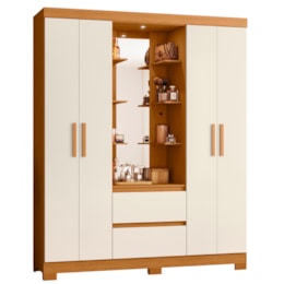 Guarda Roupa Casal Capelinha Olímpia 4 Portas e 2 Gavetas com Espelho Cinamomo/Off White - Móveis Albatroz