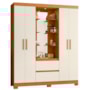 Guarda Roupa Casal Capelinha Olímpia 4 Portas e 2 Gavetas com Espelho Cinamomo/Off White - Móveis Albatroz