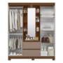 Guarda Roupa Casal Capelinha Olímpia 4 Portas e 2 Gavetas com Espelho Nogueira/Capuccino - Móveis Albatroz