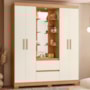 Guarda Roupa Casal Capelinha Olímpia 4 Portas e 2 Gavetas Freijó/Off White com Espelho - Móveis Albatroz