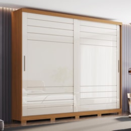 Guarda Roupa Casal Cayman 2 Portas Deslizantes Cinamomo/Off White - Henn